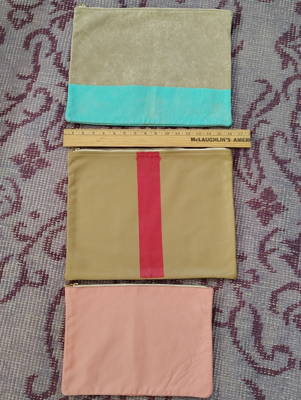 American Apparel Set of 3 Leather Zipper Pouches
